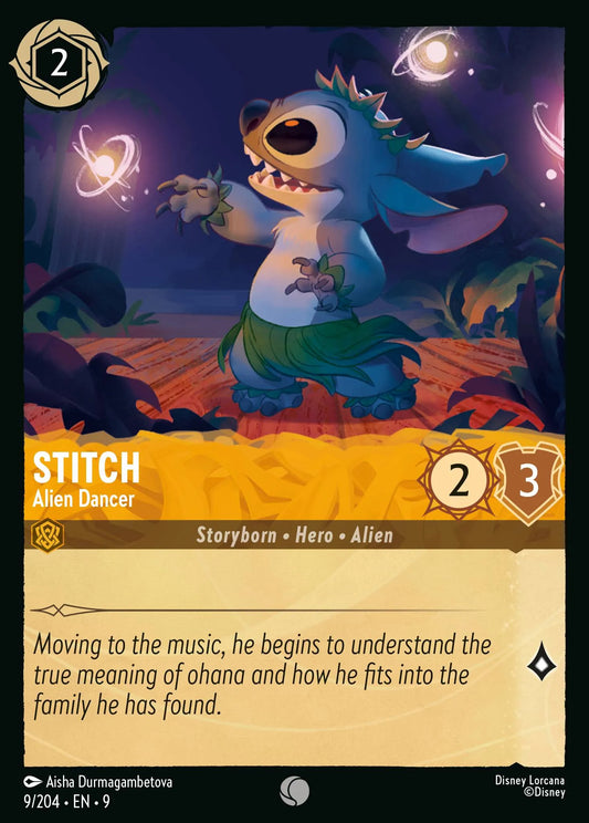(009/204) Lorcana Fabled Single: Stitch - Alien Dancer (V.1) Holo Common