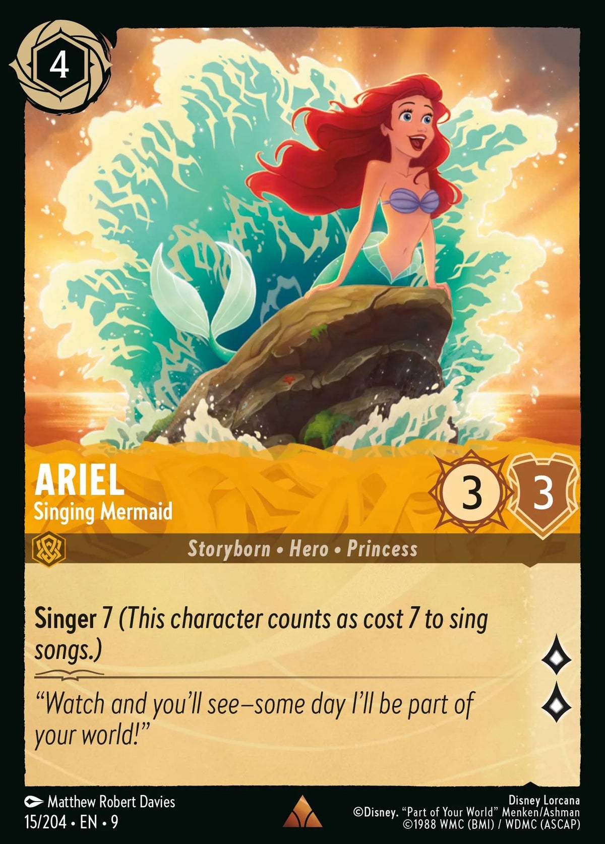 (015/204) Lorcana Fabled Single: Ariel - Singing Mermaid (V.1) Holo Rare