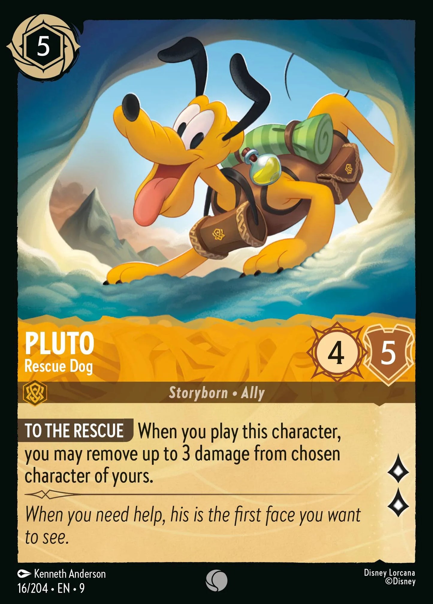 (016/204) Lorcana Fabled Single: Pluto - Rescue Dog Holo Common