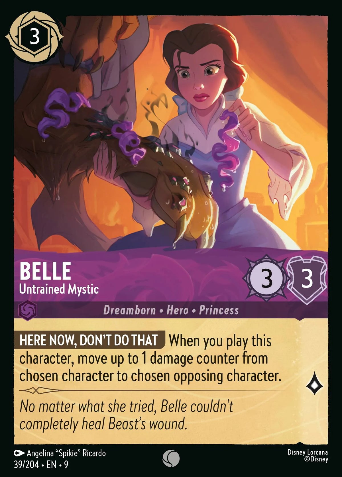 (039/204) Lorcana Fabled Single: Belle - Untrained Mystic Holo Common