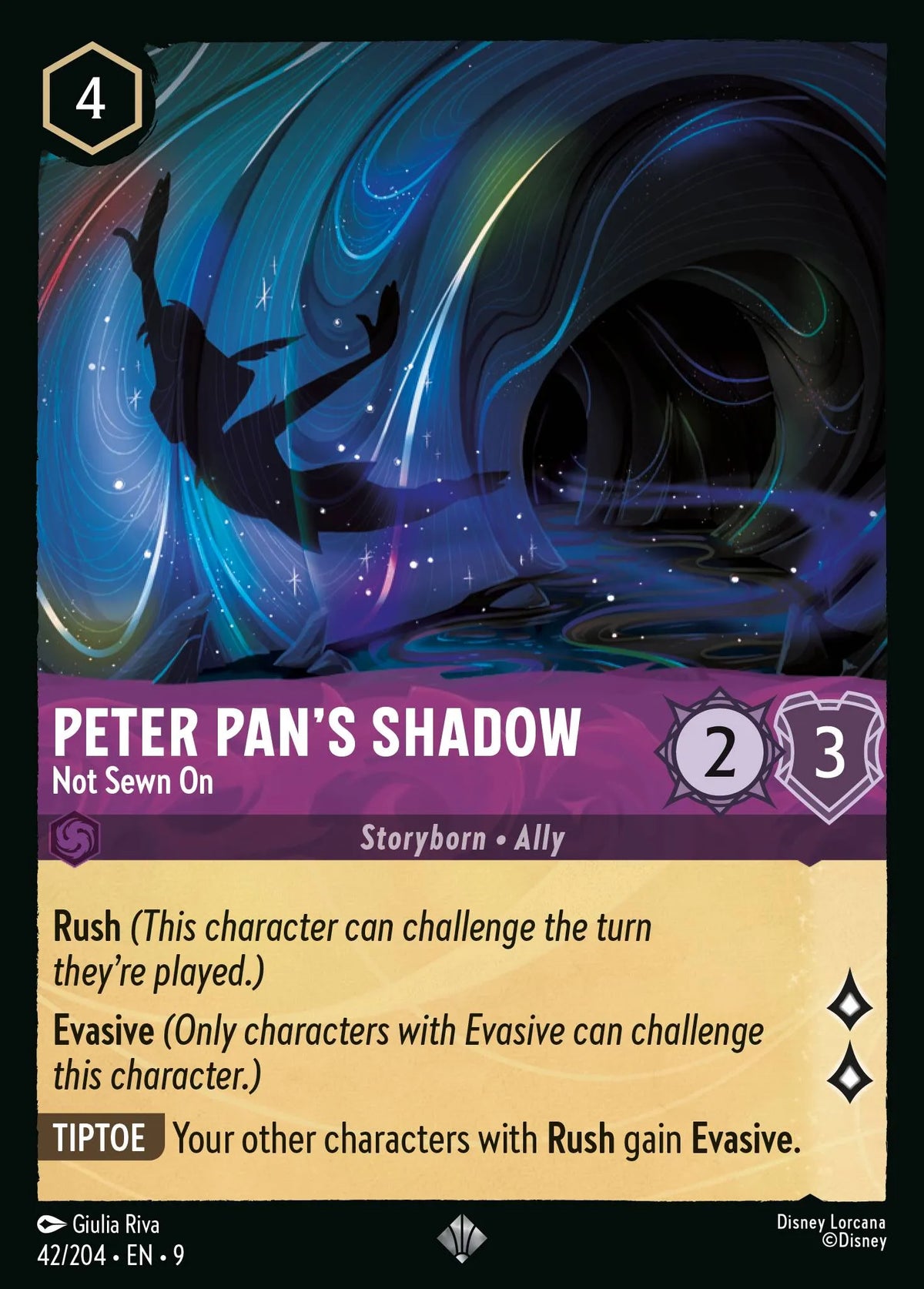 (042/204) Lorcana Fabled Single: Peter Pan's Shadow - Not Sewn On  Super Rare