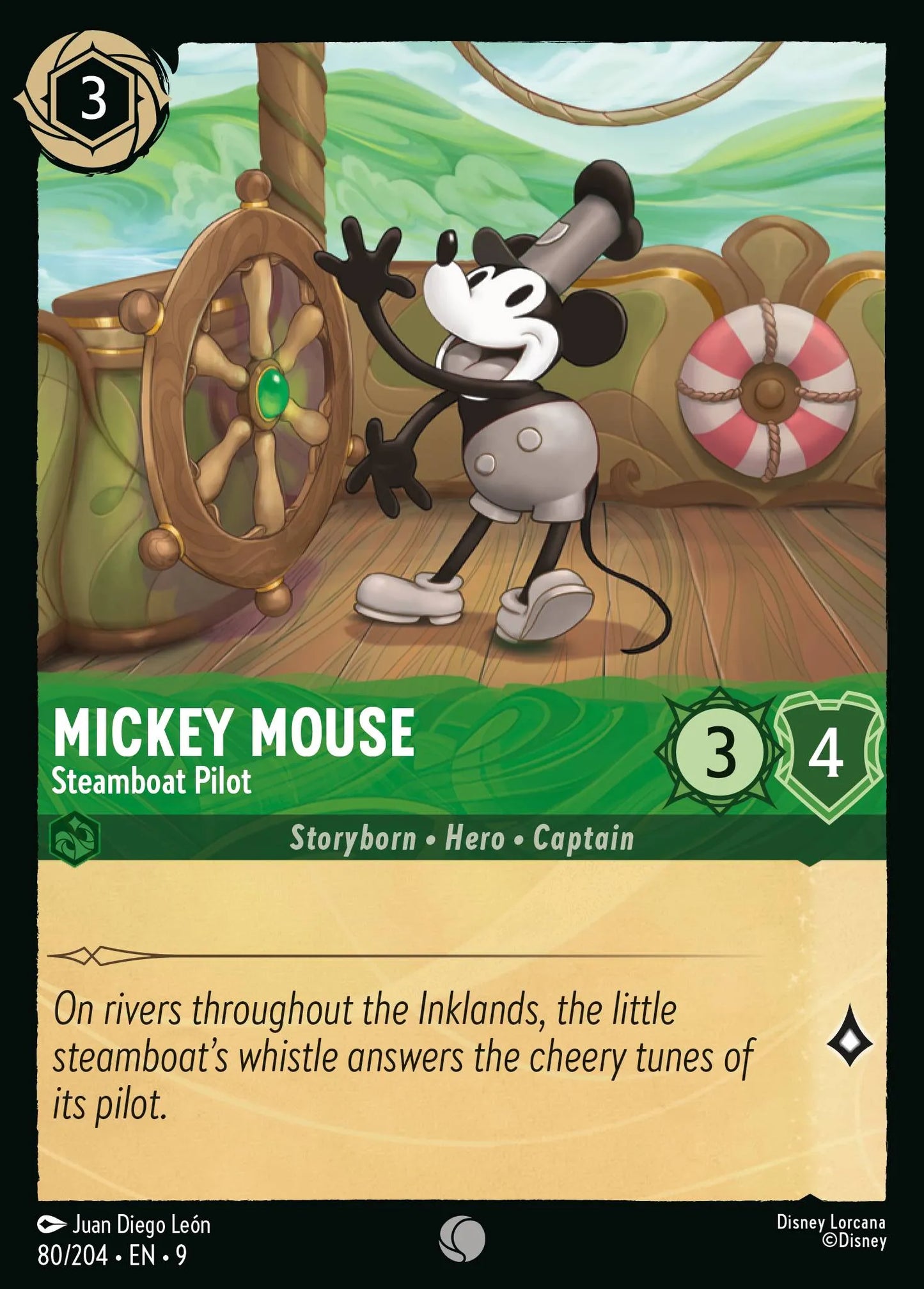 (080/204) Lorcana Fabled Single: Mickey Mouse - Steamboat Pilot (V.1)  Common