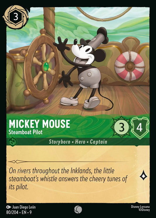 (080/204) Lorcana Fabled Single: Mickey Mouse - Steamboat Pilot (V.1)  Common