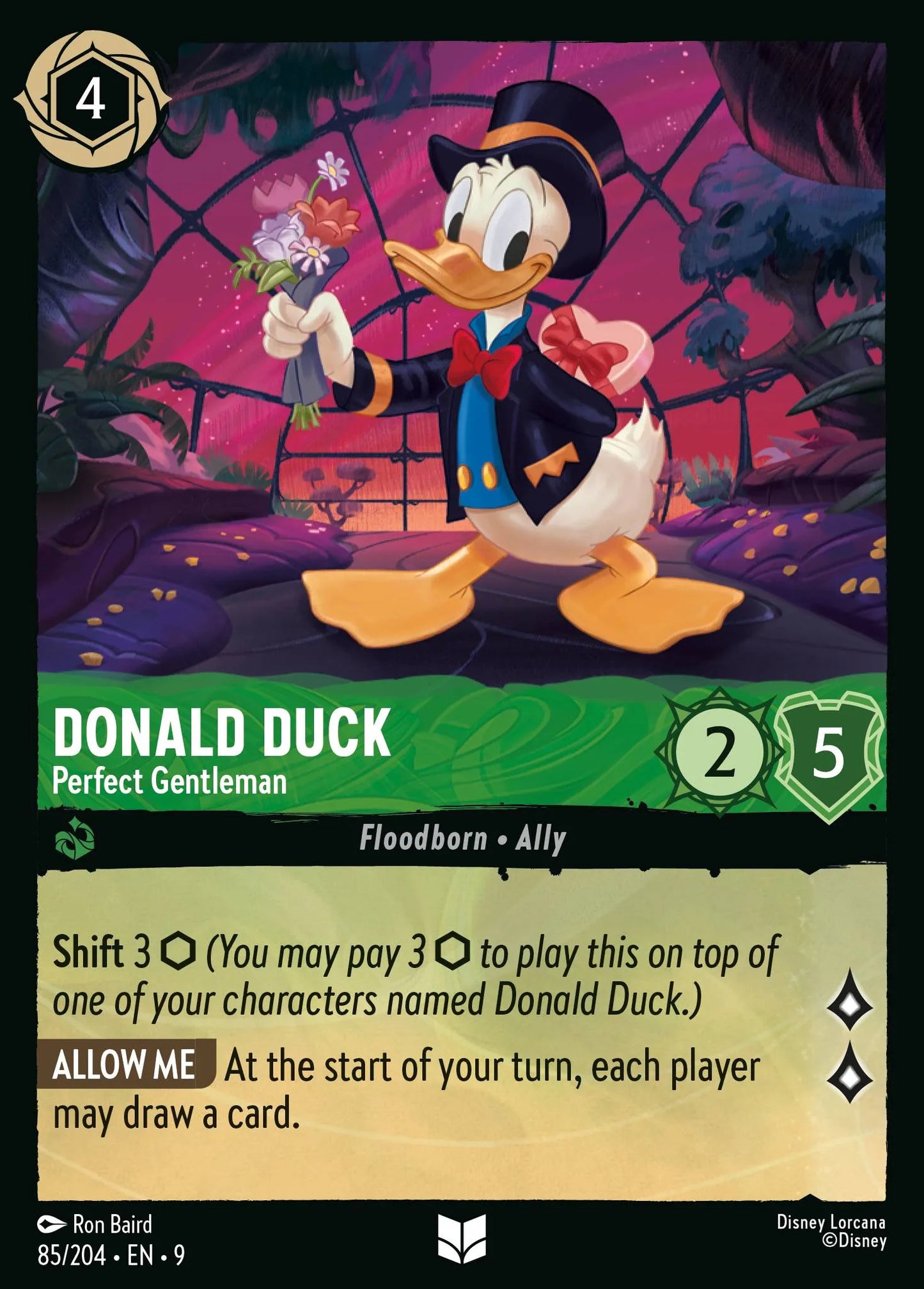 (085/204) Lorcana Fabled Single: Donald Duck - Perfect Gentleman Holo Uncommon