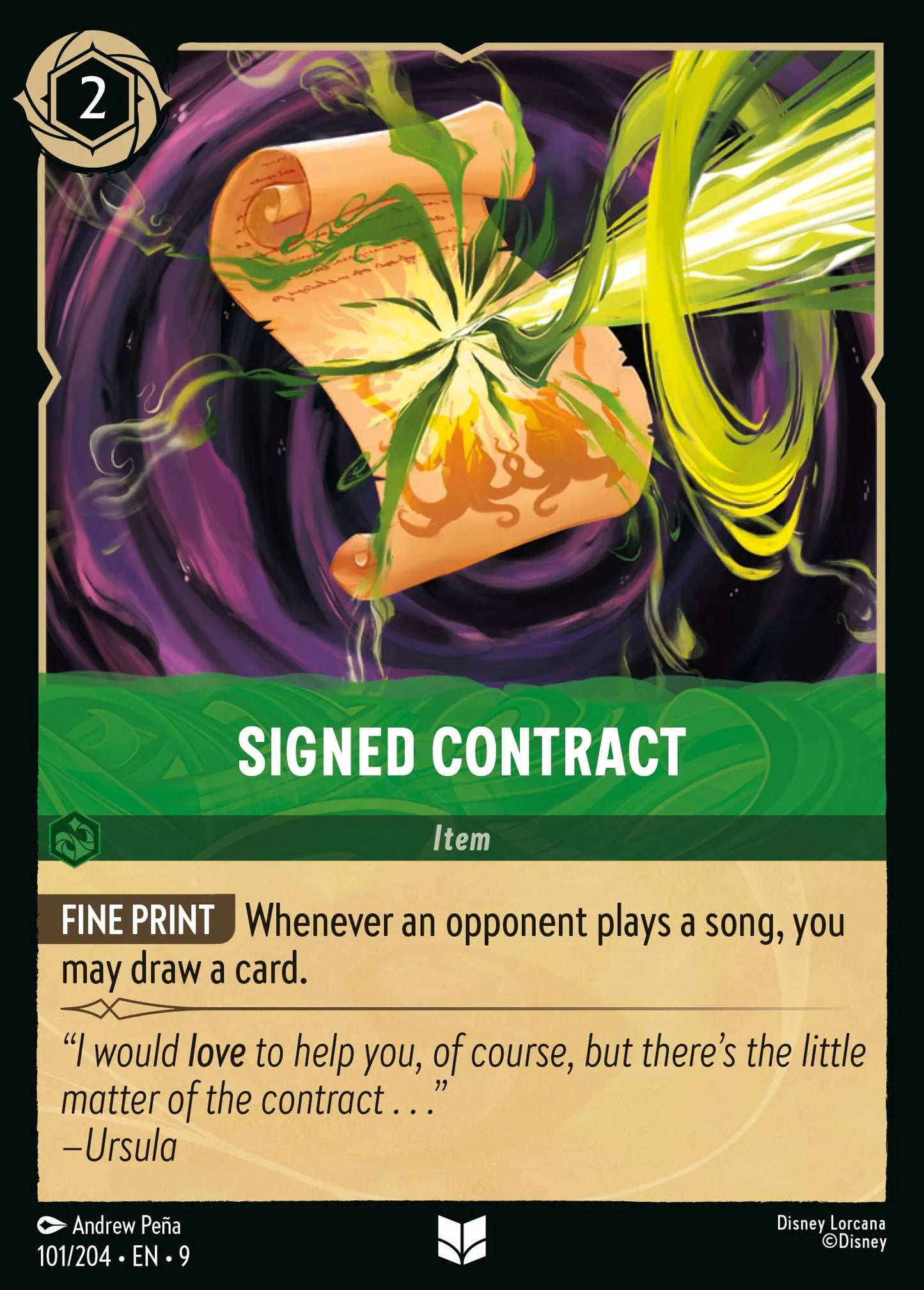 (101/204) Lorcana Fabled Single: Signed Contract  Uncommon