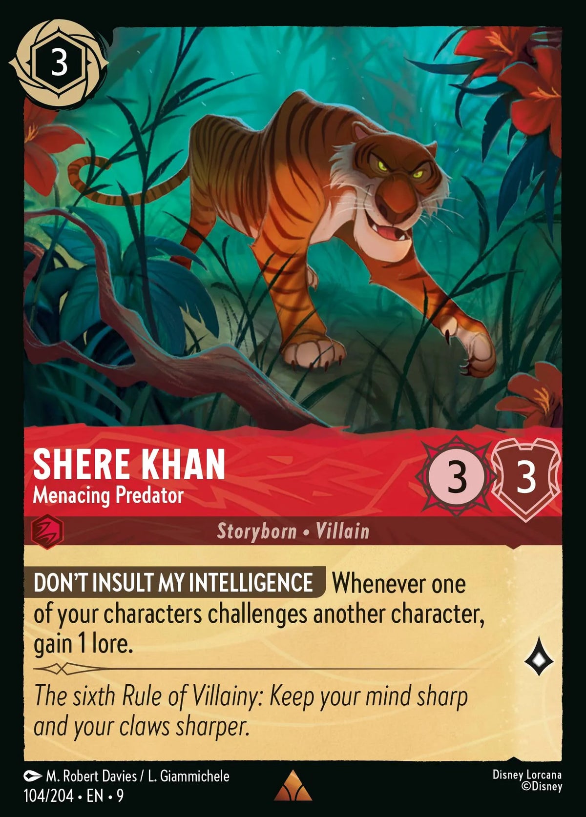 (104/204) Lorcana Fabled Single: Shere Khan - Menacing Predator  Rare