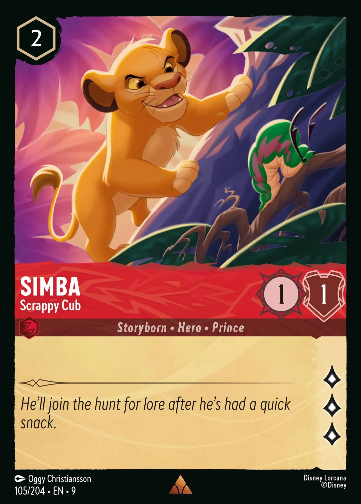(105/204) Lorcana Fabled Single: Simba - Scrappy Cub  Rare