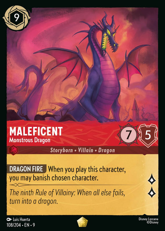 (108/204) Lorcana Fabled Single: Maleficent - Monstrous Dragon Holo Legendary