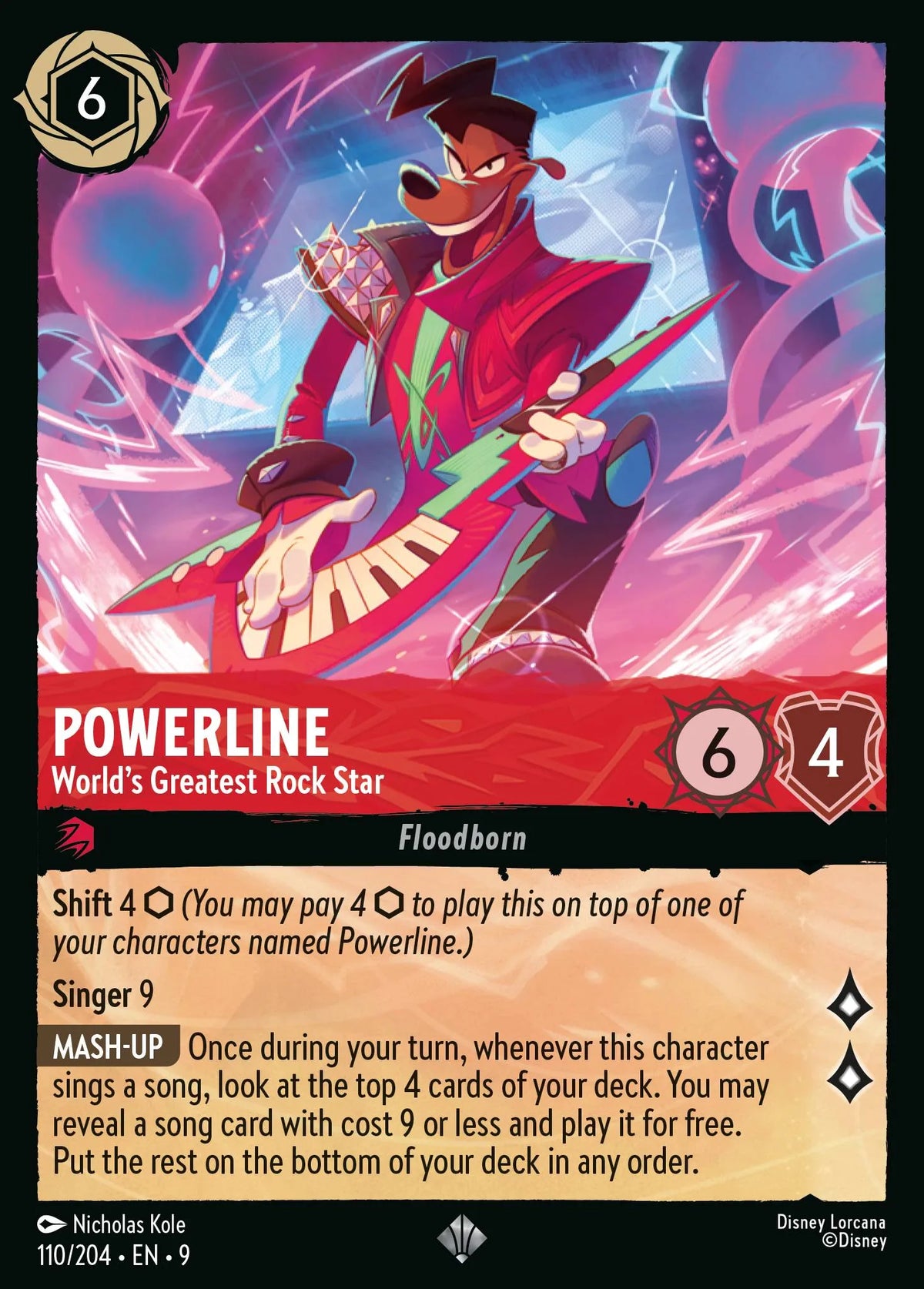 (110/204) Lorcana Fabled Single: Powerline - World's Greatest Rock Star (V.3) Holo Super Rare