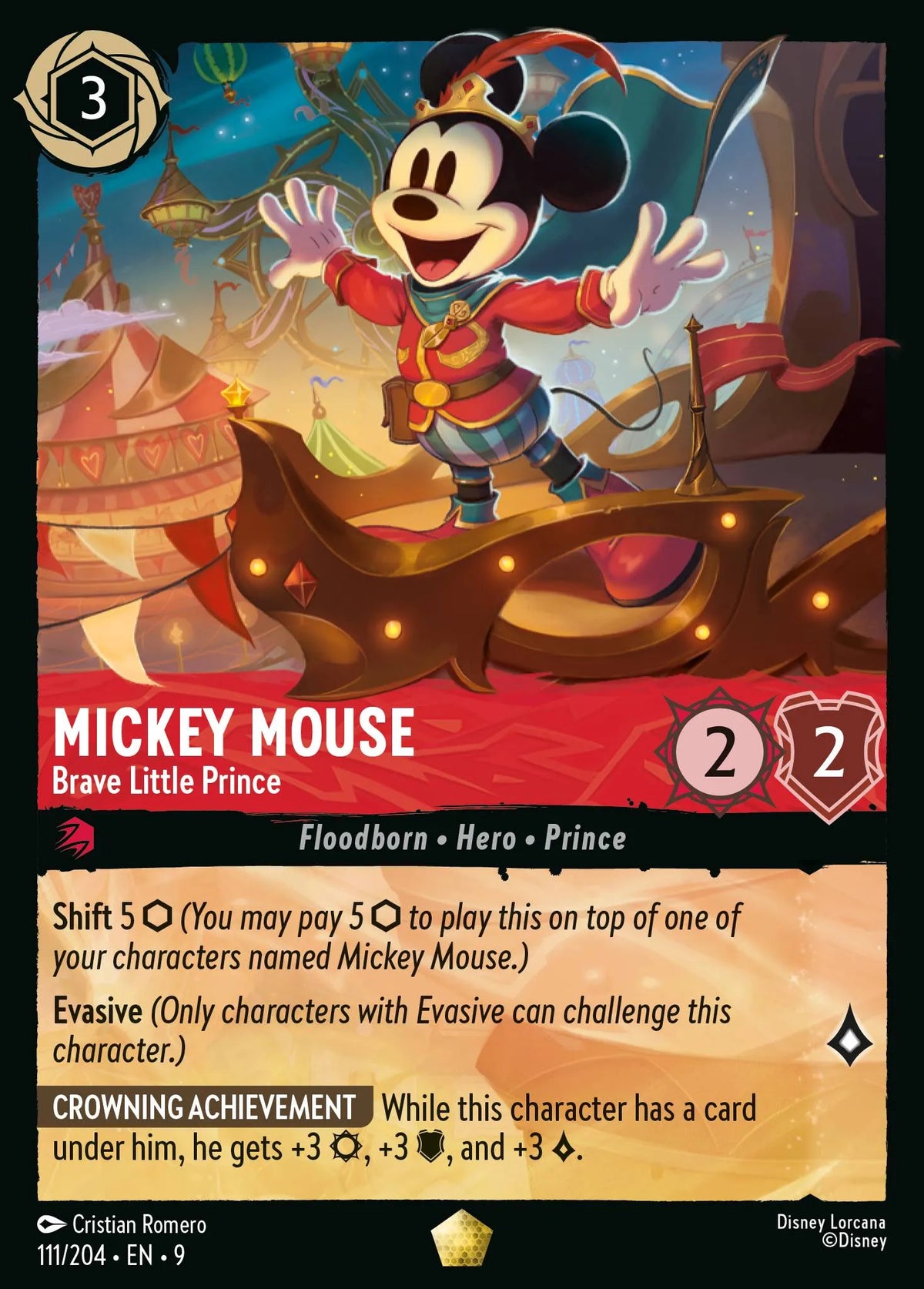 (111/204) Lorcana Fabled Single: Mickey Mouse - Brave Little Prince (V.1)  Legendary