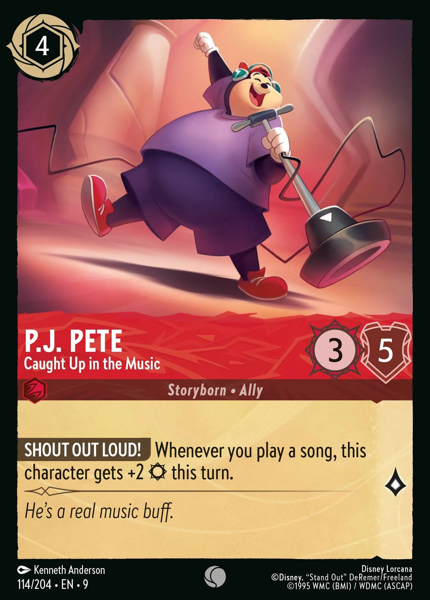 (114/204) Lorcana Fabled Single: P.J. Pete - Caught Up in the Music Holo Common