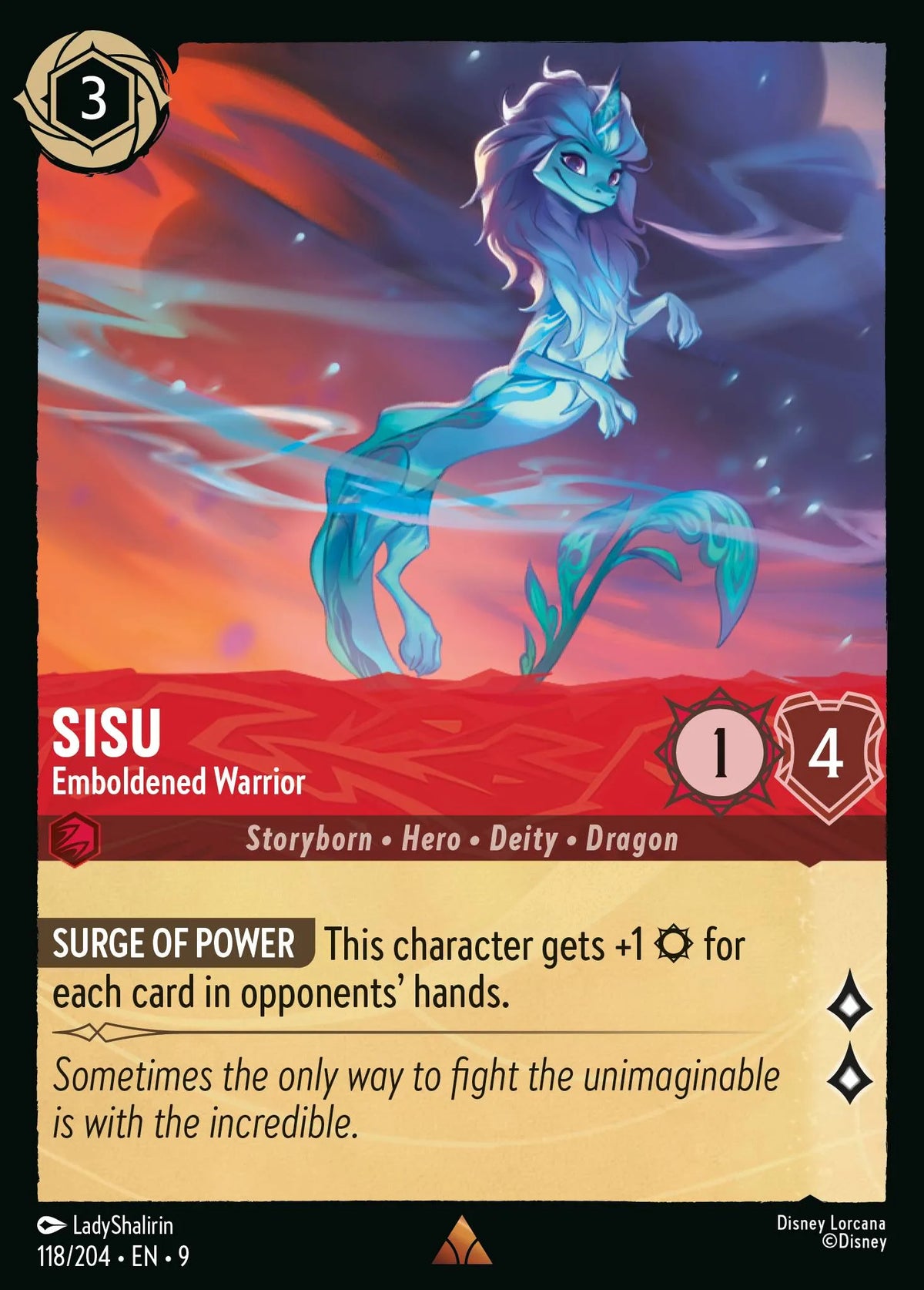 (118/204) Lorcana Fabled Single: Sisu - Emboldened Warrior Holo Rare