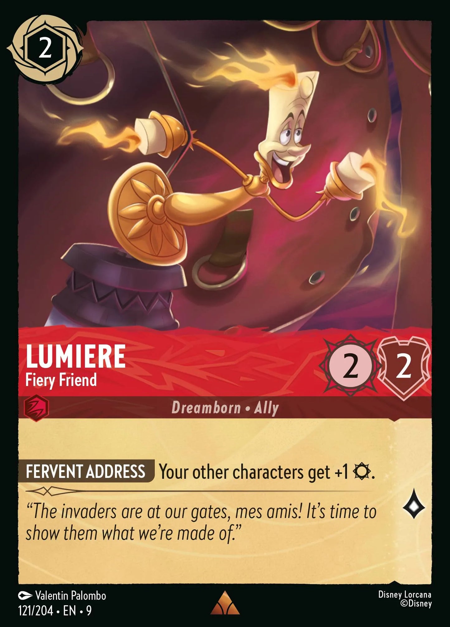 (121/204) Lorcana Fabled Single: Lumiere - Fiery Friend Holo Rare