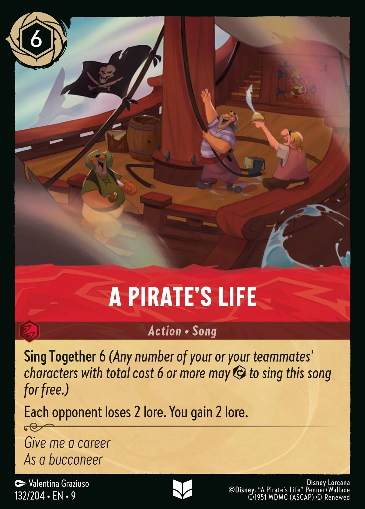(132/204) Lorcana Fabled Single: A Pirate's Life  Uncommon