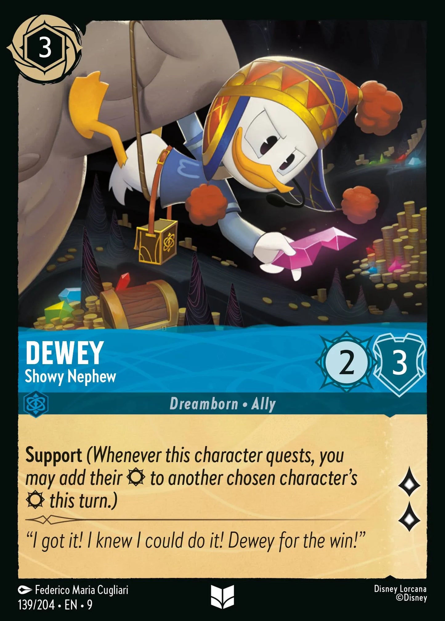 (139/204) Lorcana Fabled Single: Dewey - Showy Nephew Holo Uncommon