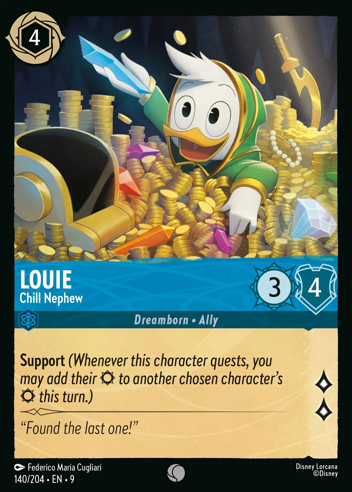 (140/204) Lorcana Fabled Single: Louie - Chill Nephew Holo Common