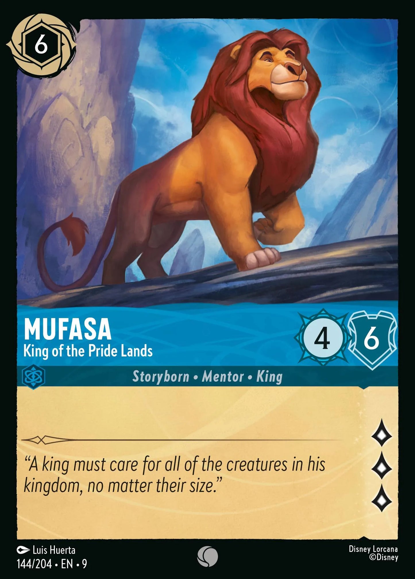 (144/204) Lorcana Fabled Single: Mufasa - King of the Pride Lands Holo Common