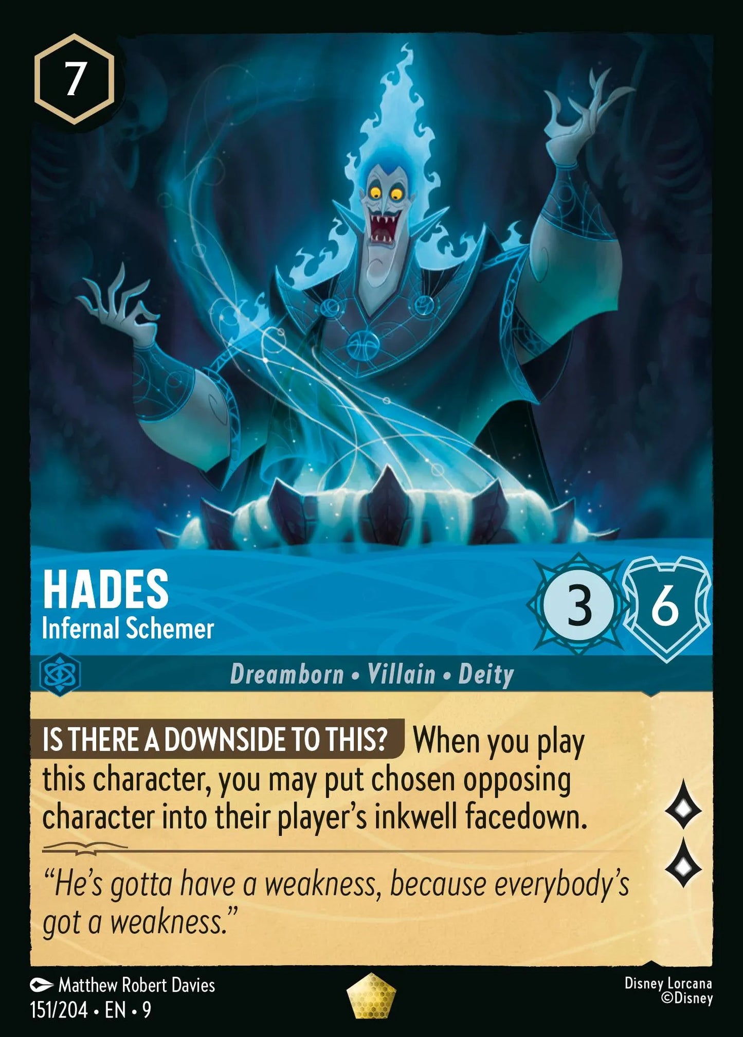 (151/204) Lorcana Fabled Single: Hades - Infernal Schemer (V.1)  Legendary