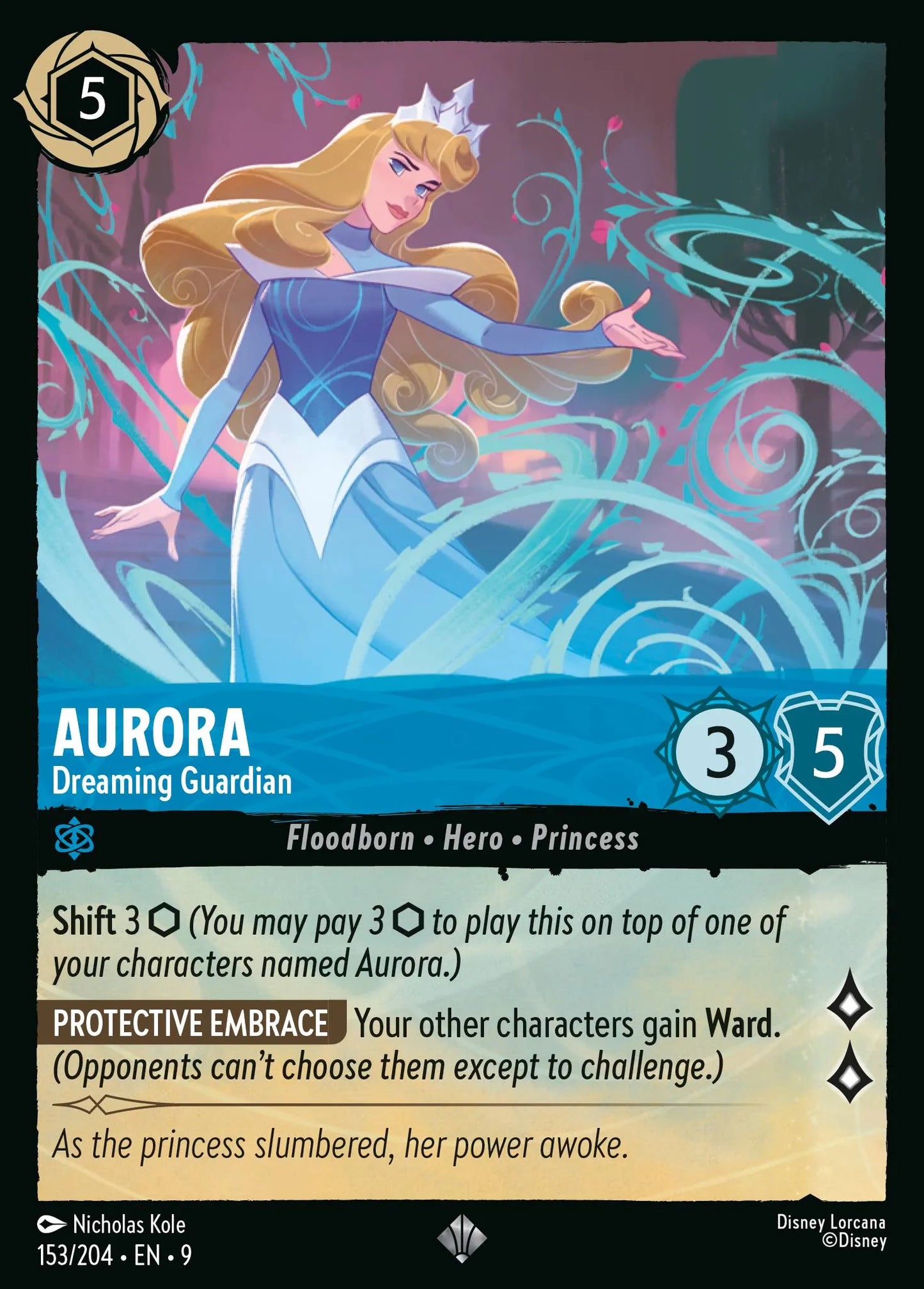 (153/204) Lorcana Fabled Single: Aurora - Dreaming Guardian Holo Super Rare