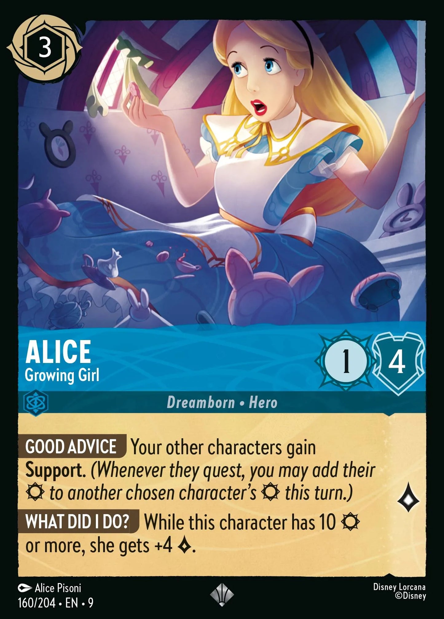 (160/204) Lorcana Fabled Single: Alice - Growing Girl Holo Super Rare
