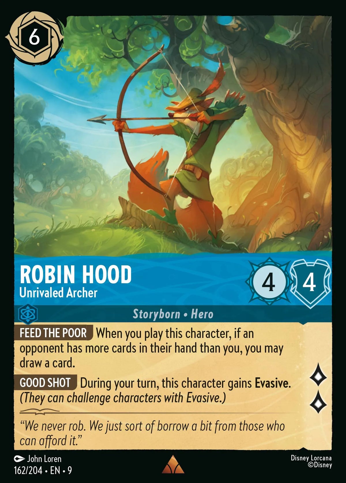 (162/204) Lorcana Fabled Single: Robin Hood - Unrivaled Archer  Rare