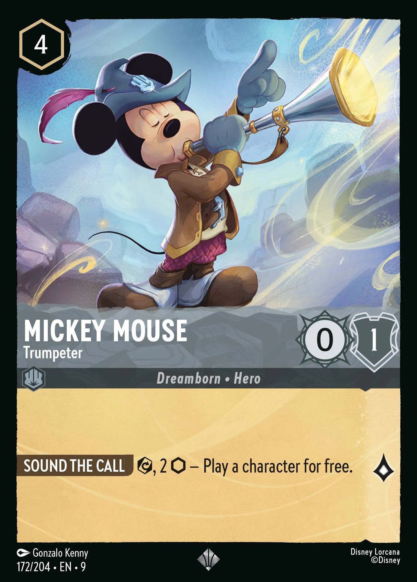 (172/204) Lorcana Fabled Single: Mickey Mouse - Trumpeter  Super Rare
