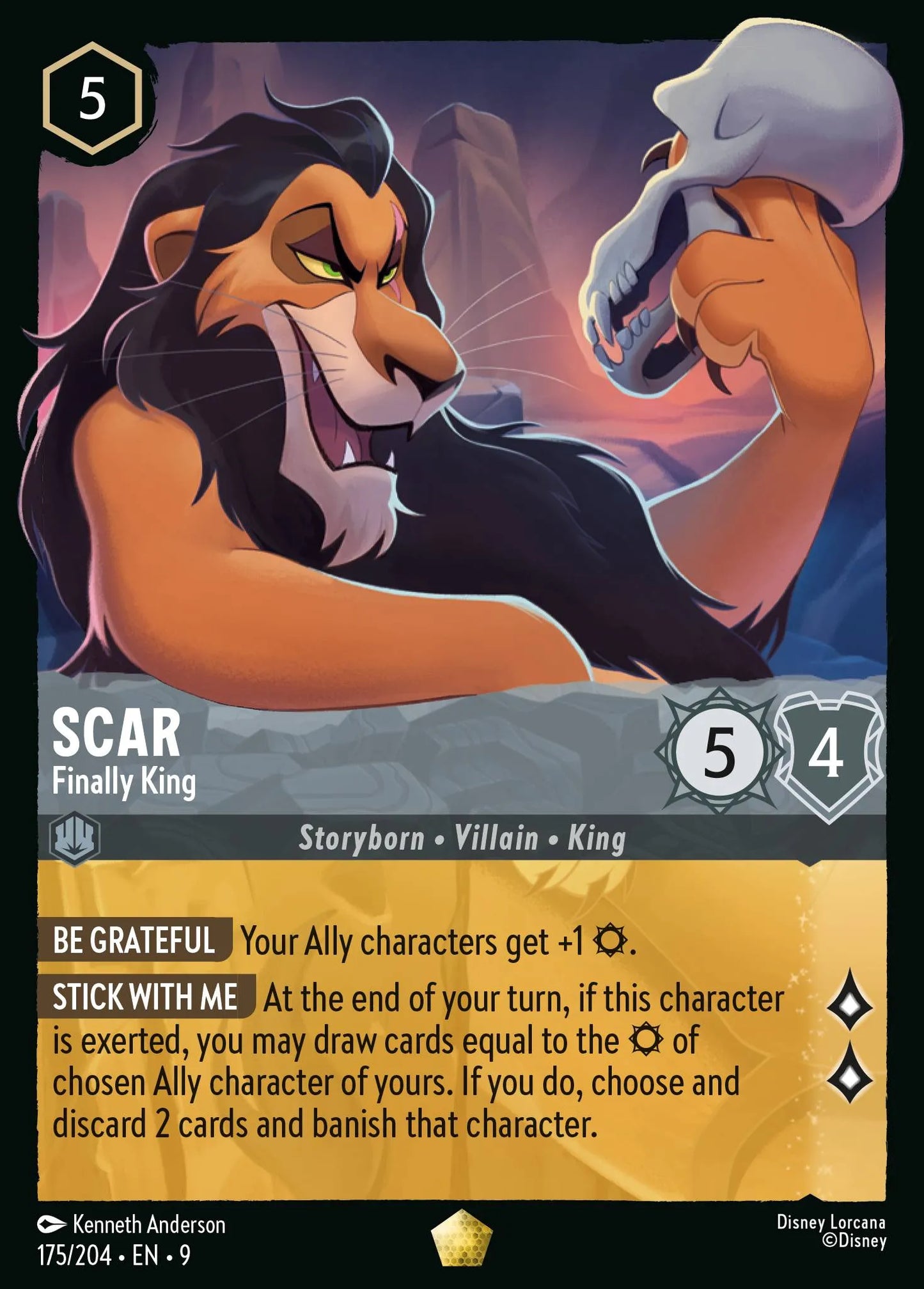 (175/204) Lorcana Fabled Single: Scar - Finally King (V.1) Holo Legendary