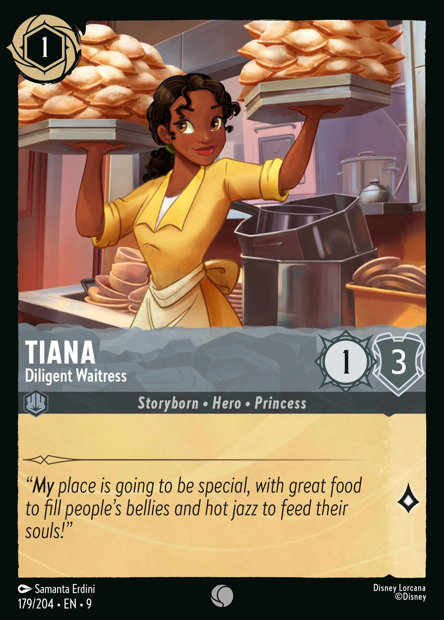 (179/204) Lorcana Fabled Single: Tiana - Diligent Waitress Holo Common