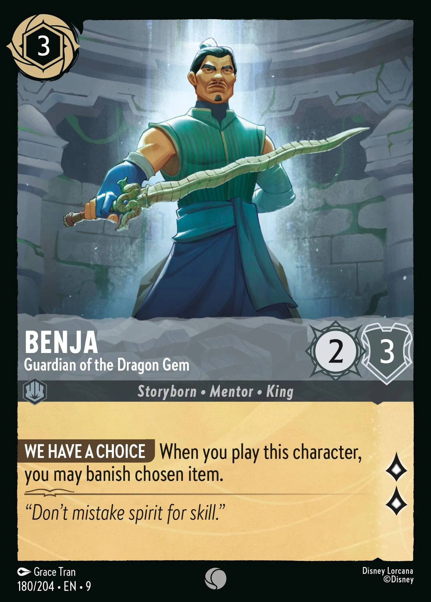 (180/204) Lorcana Fabled Single: Benja - Guardian of the Dragon Gem Holo Common