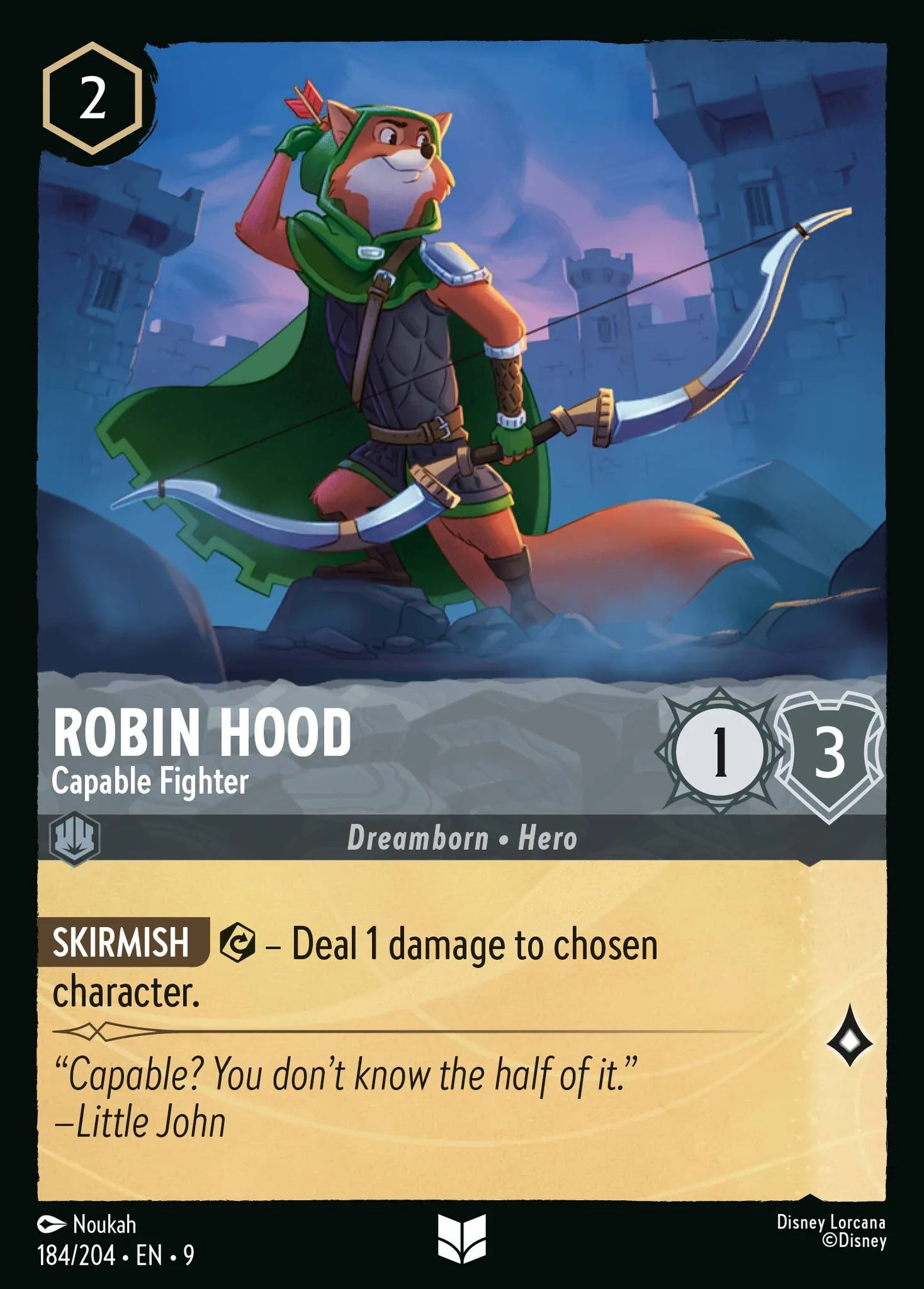 (184/204) Lorcana Fabled Single: Robin Hood - Capable Fighter (V.1) Holo Uncommon
