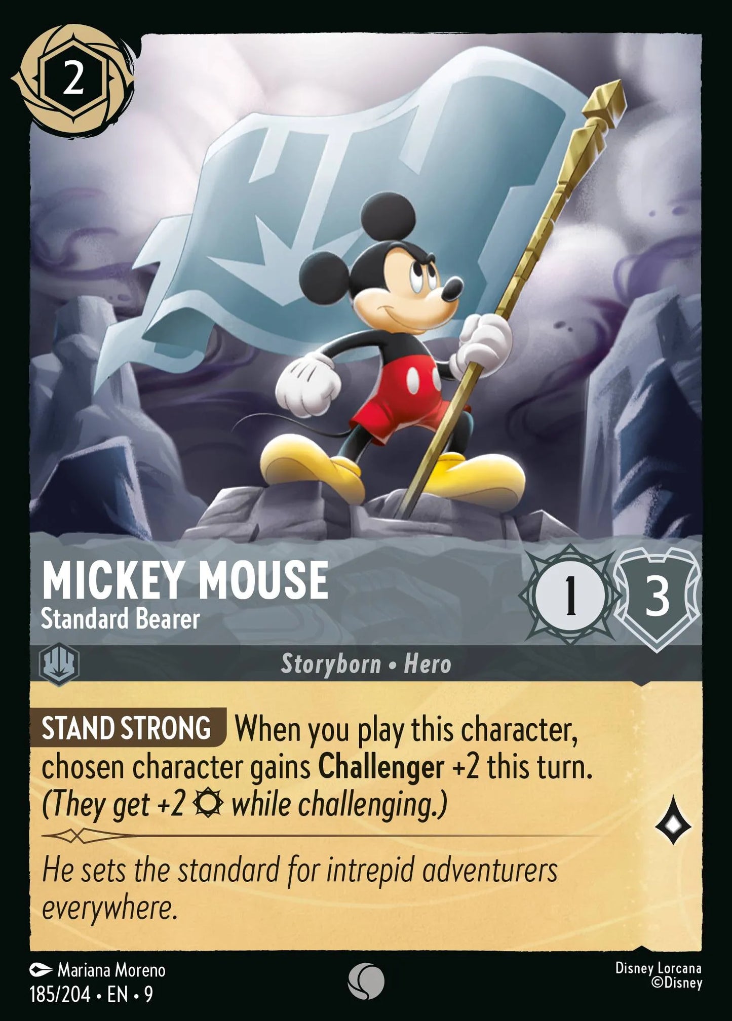 (185/204) Lorcana Fabled Single: Mickey Mouse - Standard Bearer (V.1) Holo Common