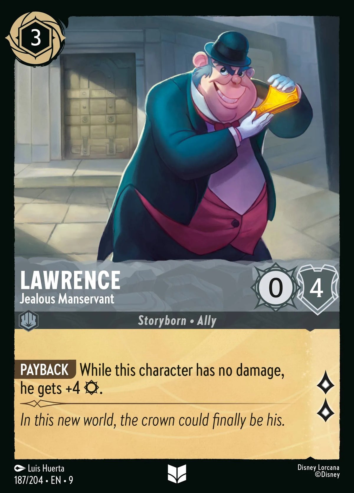 (187/204) Lorcana Fabled Single: Lawrence - Jealous Manservant Holo Uncommon
