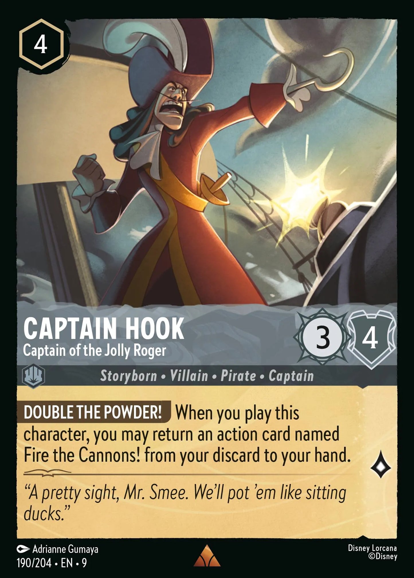 (190/204) Lorcana Fabled Single: Captain Hook - Captain of the Jolly Roger  Rare