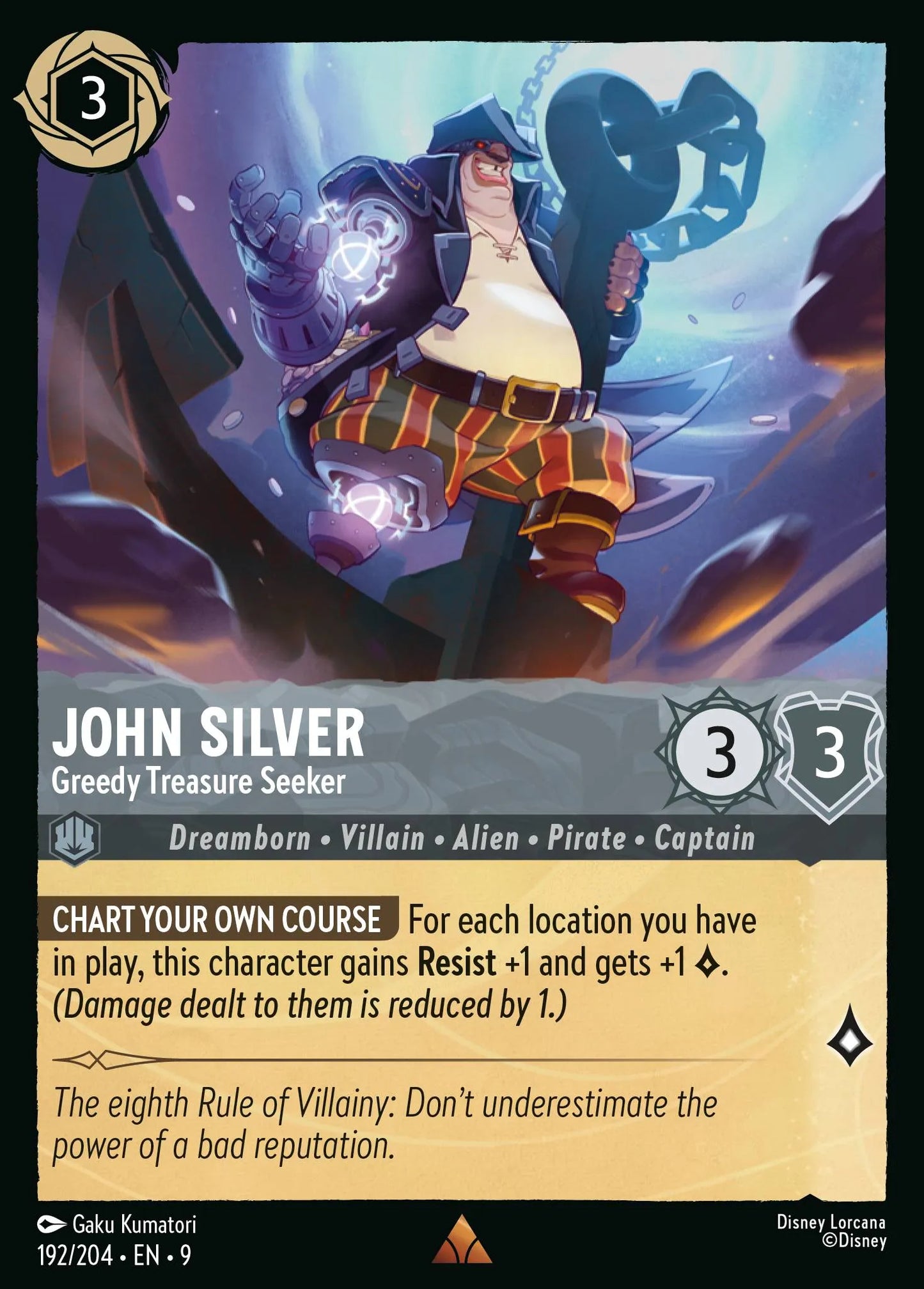 (192/204) Lorcana Fabled Single: John Silver - Greedy Treasure Seeker Holo Rare
