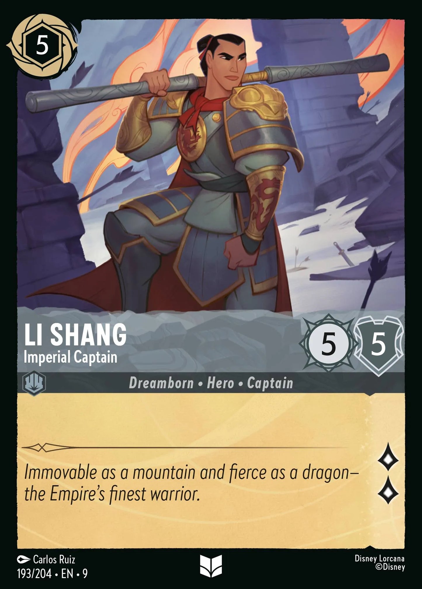 (193/204) Lorcana Fabled Single: Li Shang - Imperial Captain  Uncommon
