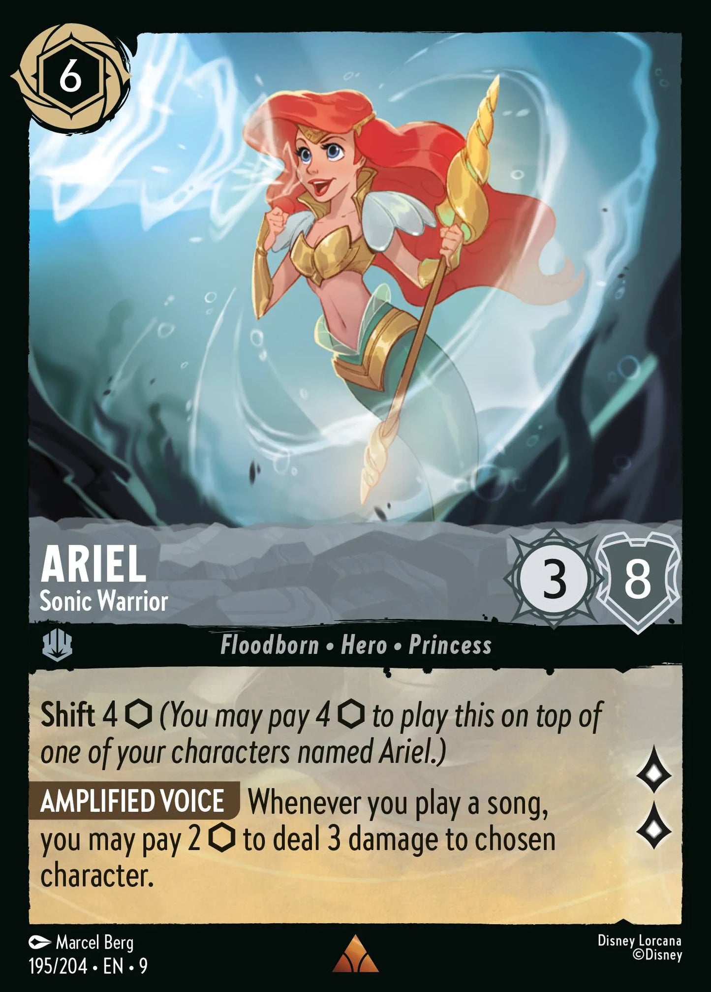 (195/204) Lorcana Fabled Single: Ariel - Sonic Warrior  Rare