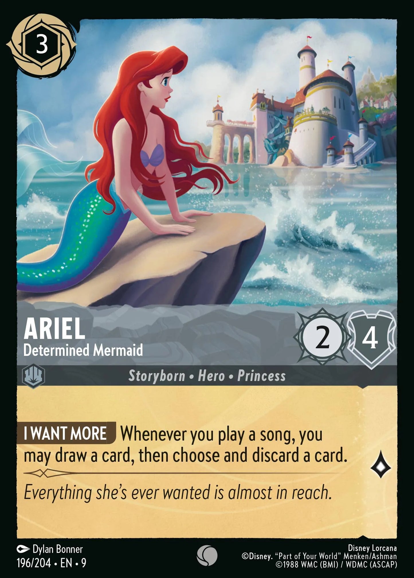 (196/204) Lorcana Fabled Single: Ariel - Determined Mermaid  Common