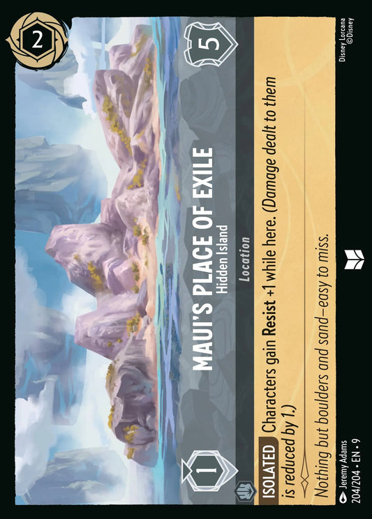 (204/204) Lorcana Fabled Single: Maui's Place of Exile - Hidden Island Holo Uncommon