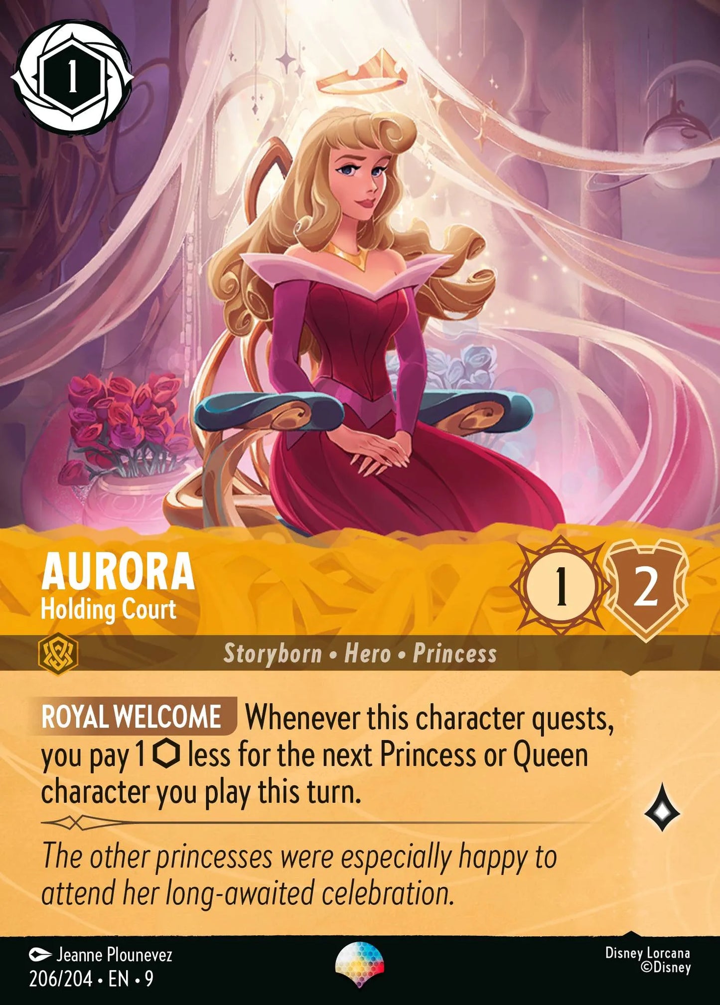 (206/204) Lorcana Fabled Single: Aurora - Holding Court (V.2) Holo Epic
