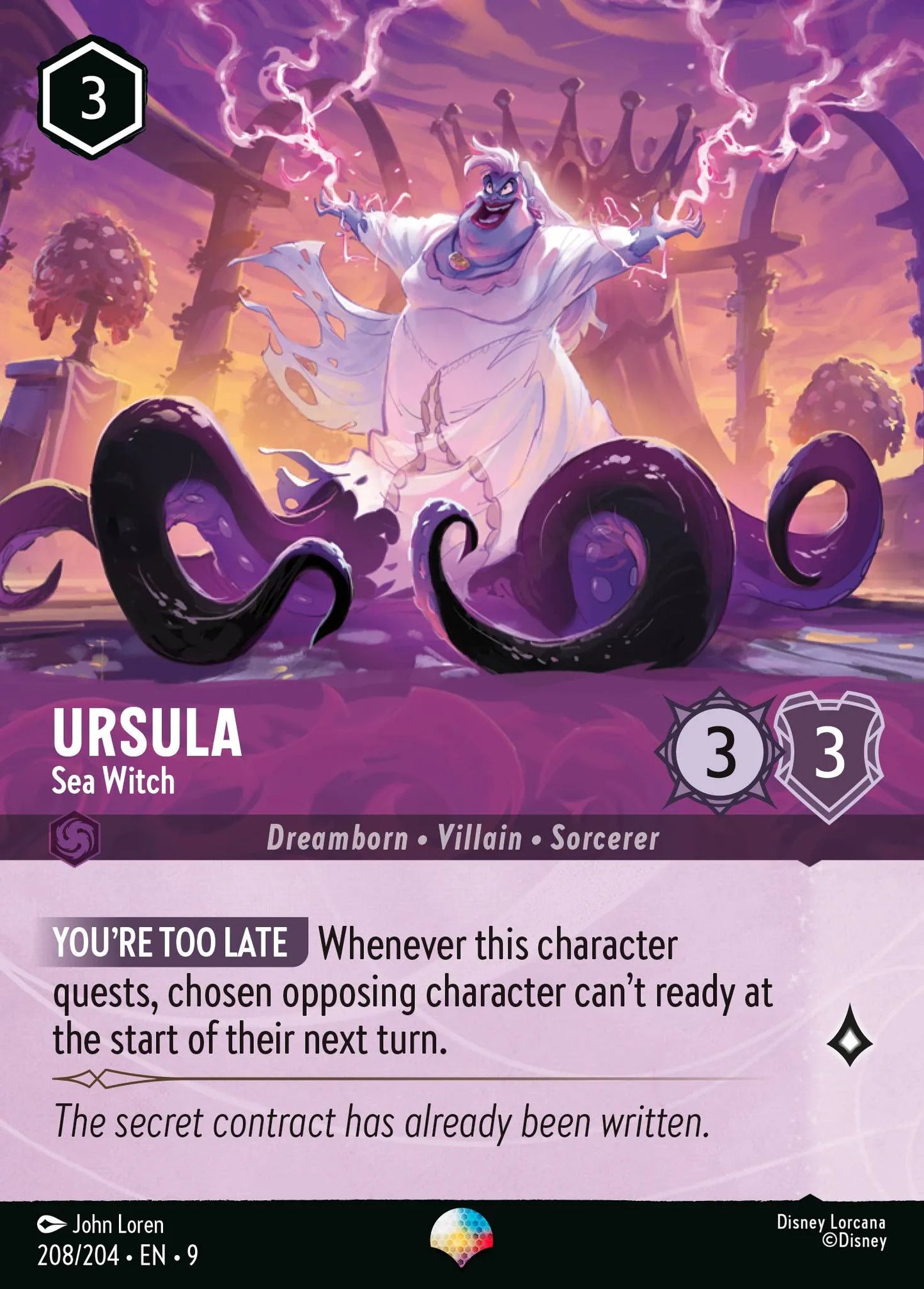 (208/204) Lorcana Fabled Single: Ursula - Sea Witch (V.2) Holo Epic