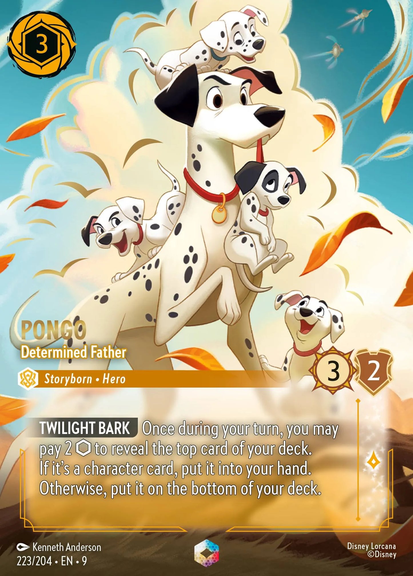 (223/204) Lorcana Fabled Single: Pongo - Determined Father (V.2) Holo Enchanted