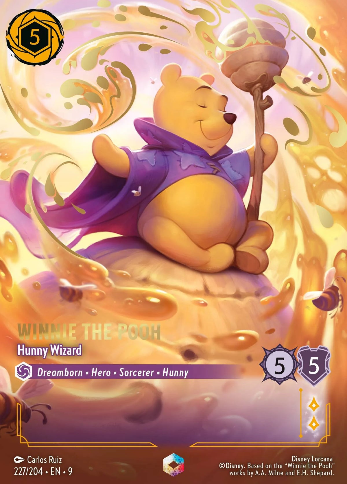 (227/204) Lorcana Fabled Single: Winnie the Pooh - Hunny Wizard (V.2) Holo Enchanted