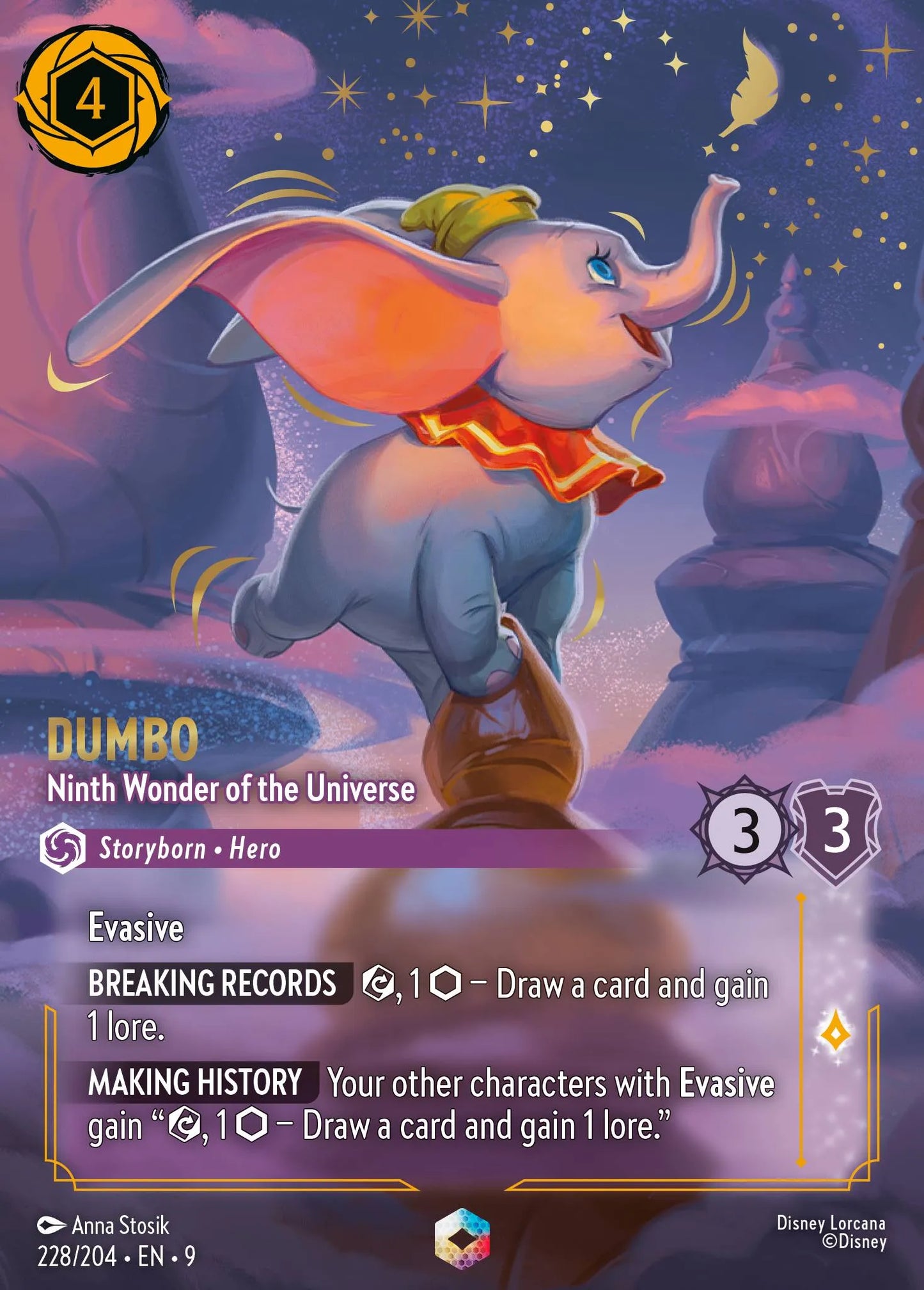 (228/204) Lorcana Fabled Single: Dumbo - Ninth Wonder of the Universe (V.2) Holo Enchanted