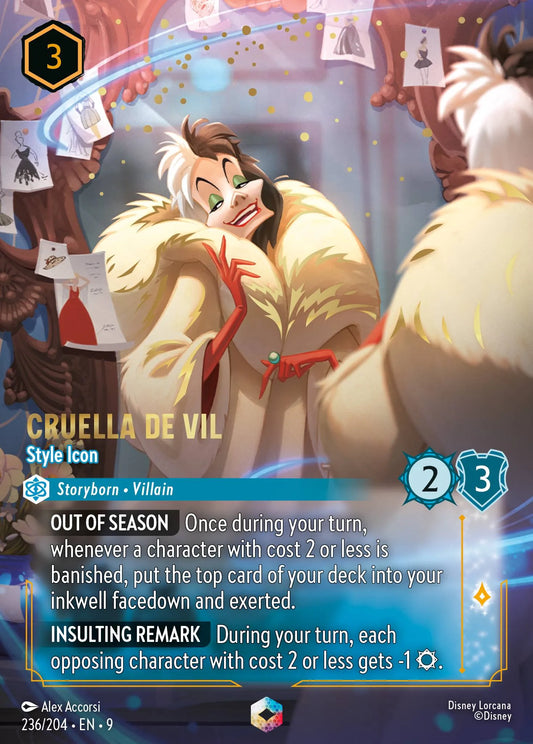 (236/204) Lorcana Fabled Single: Cruella De Vil - Style Icon (V.2)  Enchanted