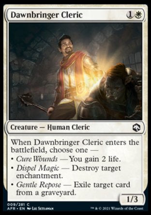 (009) Magic The Gathering Adventures in the Forgotten Realms Single: Dawnbringer Cleric  Common