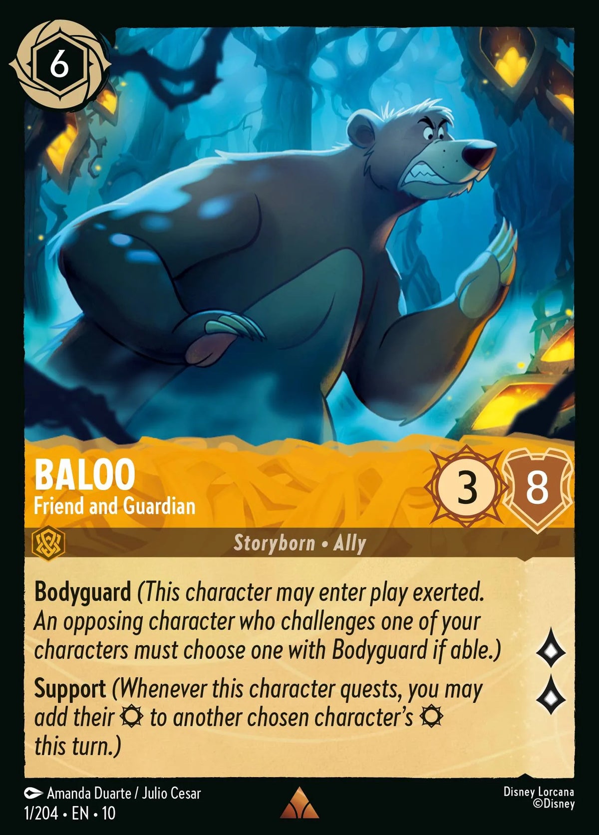 (001/204) Lorcana Whispers in the Well Single: Baloo - Friend and Guardian Holo Rare