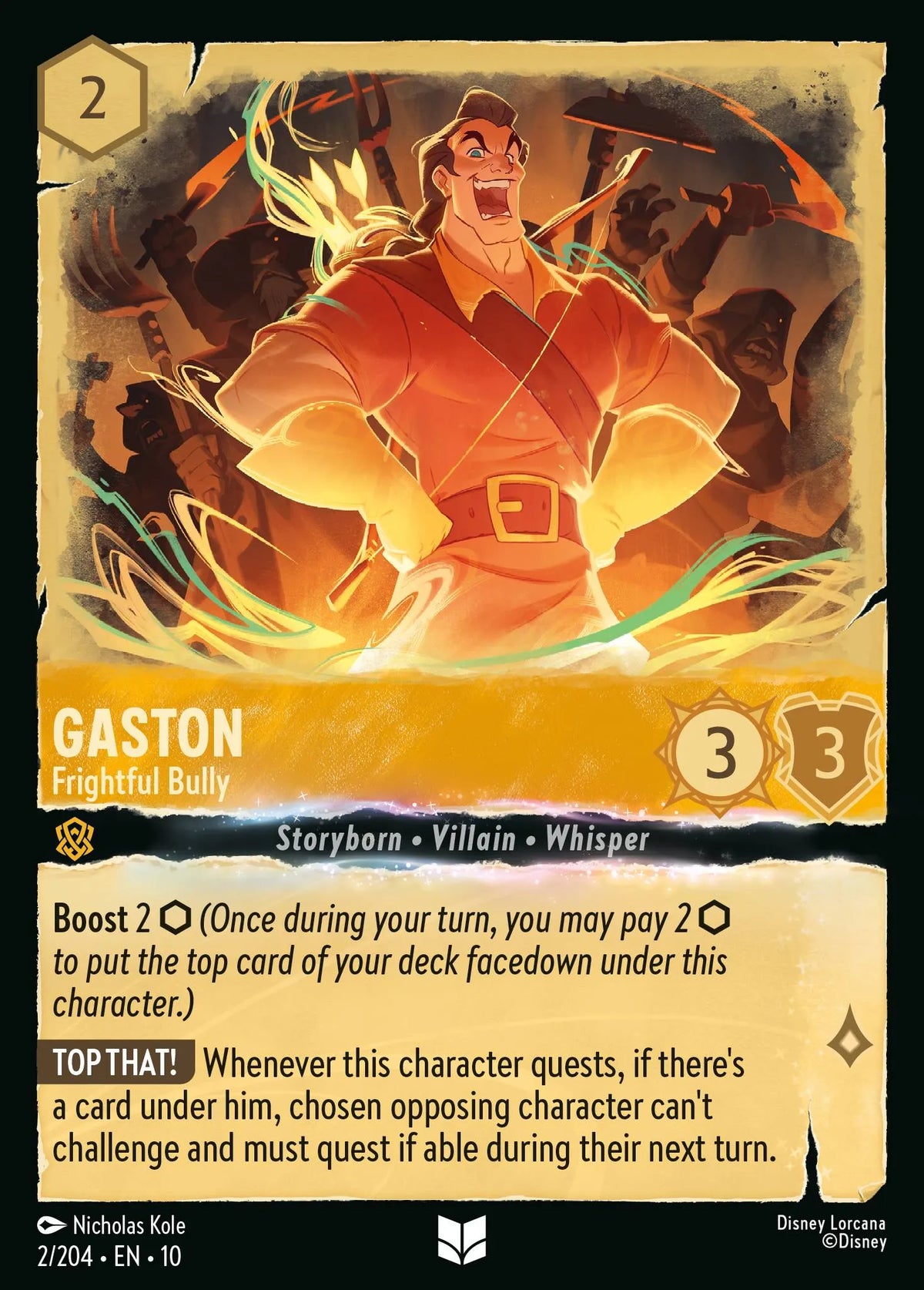(002/204) Lorcana Whispers in the Well Single: Gaston - Frightful Bully (V.1)  Uncommon