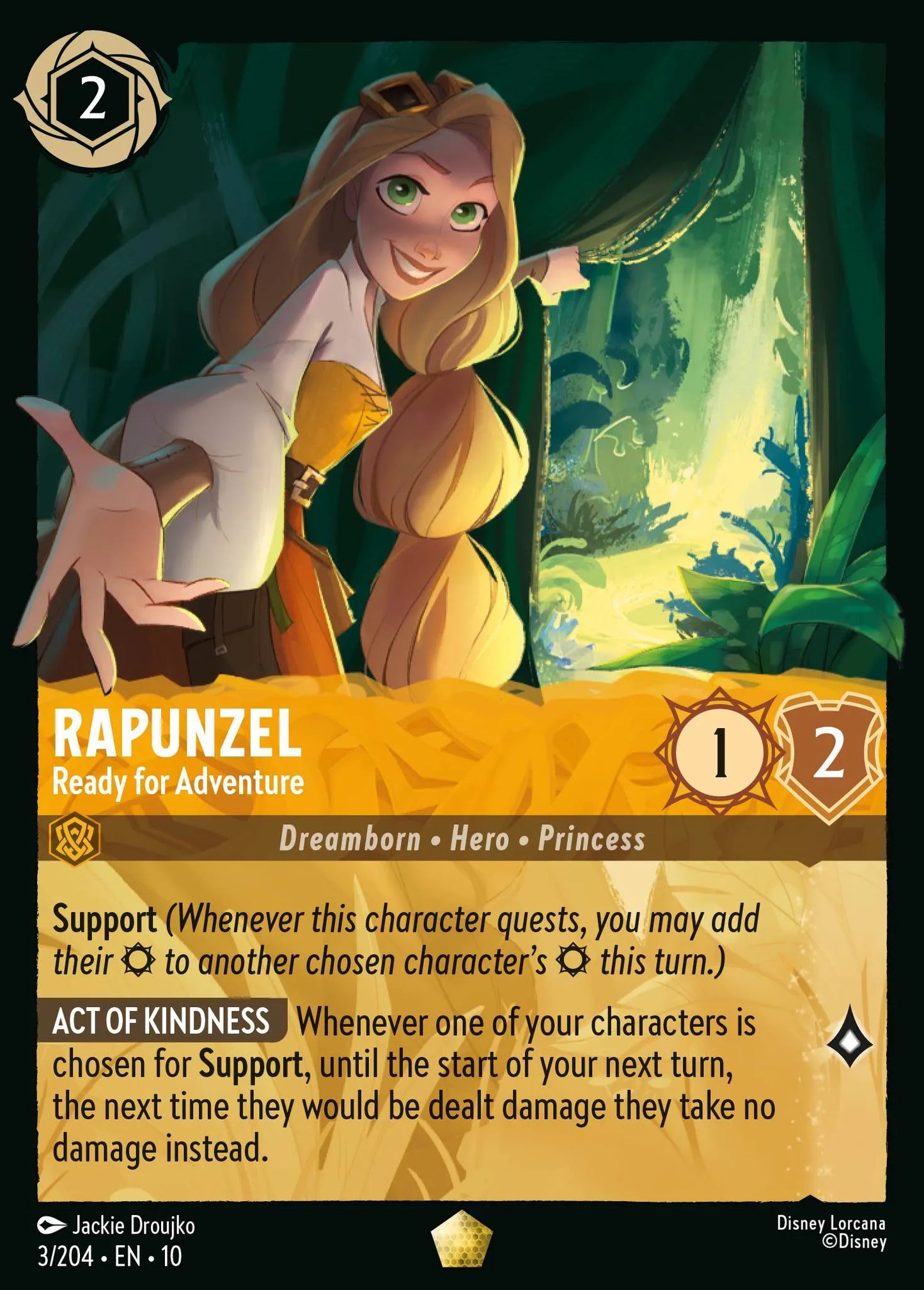 (003/204) Lorcana Whispers in the Well Single: Rapunzel - Ready for Adventure Holo Legendary
