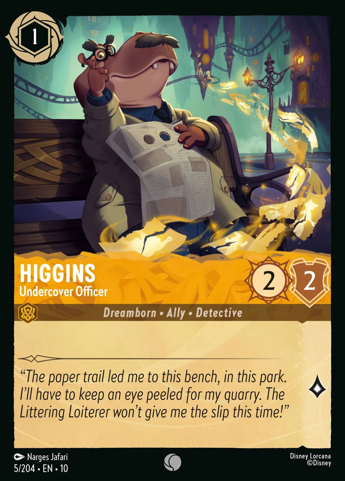 (005/204) Lorcana Whispers in the Well Single: Higgins - Undercover Officer Holo Common