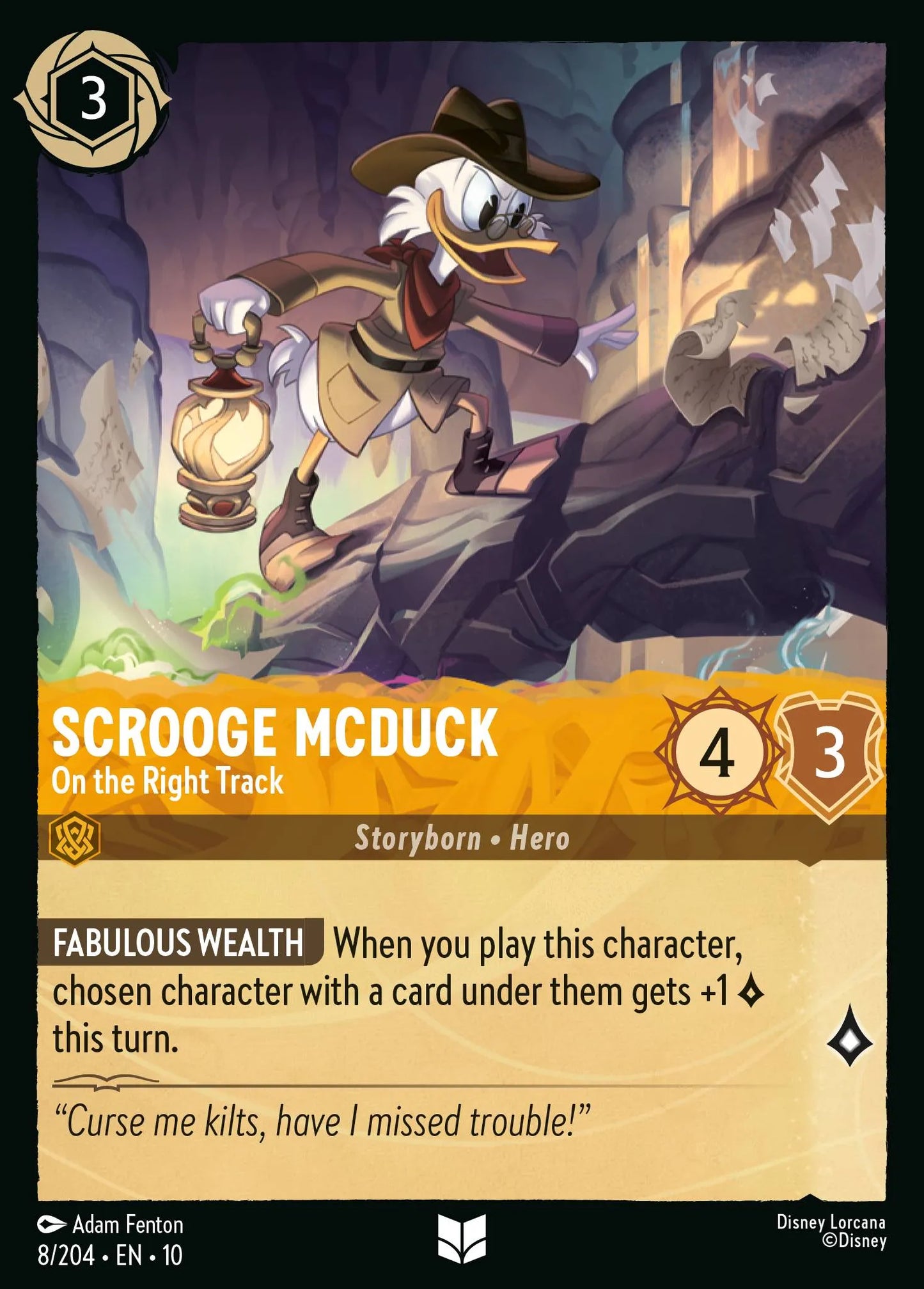(008/204) Lorcana Whispers in the Well Single: Scrooge McDuck - On the Right Track Holo Uncommon